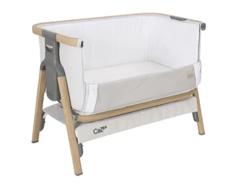 Tutti Bambini Cozee Bedside Crib-Oak/Sterling Silver