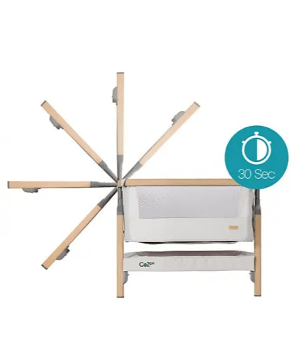 Tutti Bambini Cozee Bedside Crib-Oak/Sterling Silver