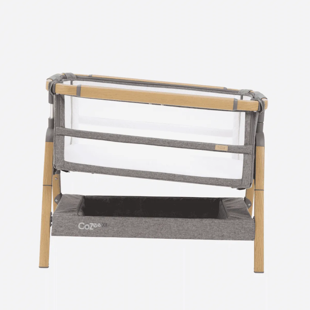 Tutti Bambini Cozee XL Bedside Crib and Cot - Oak/Charcoal