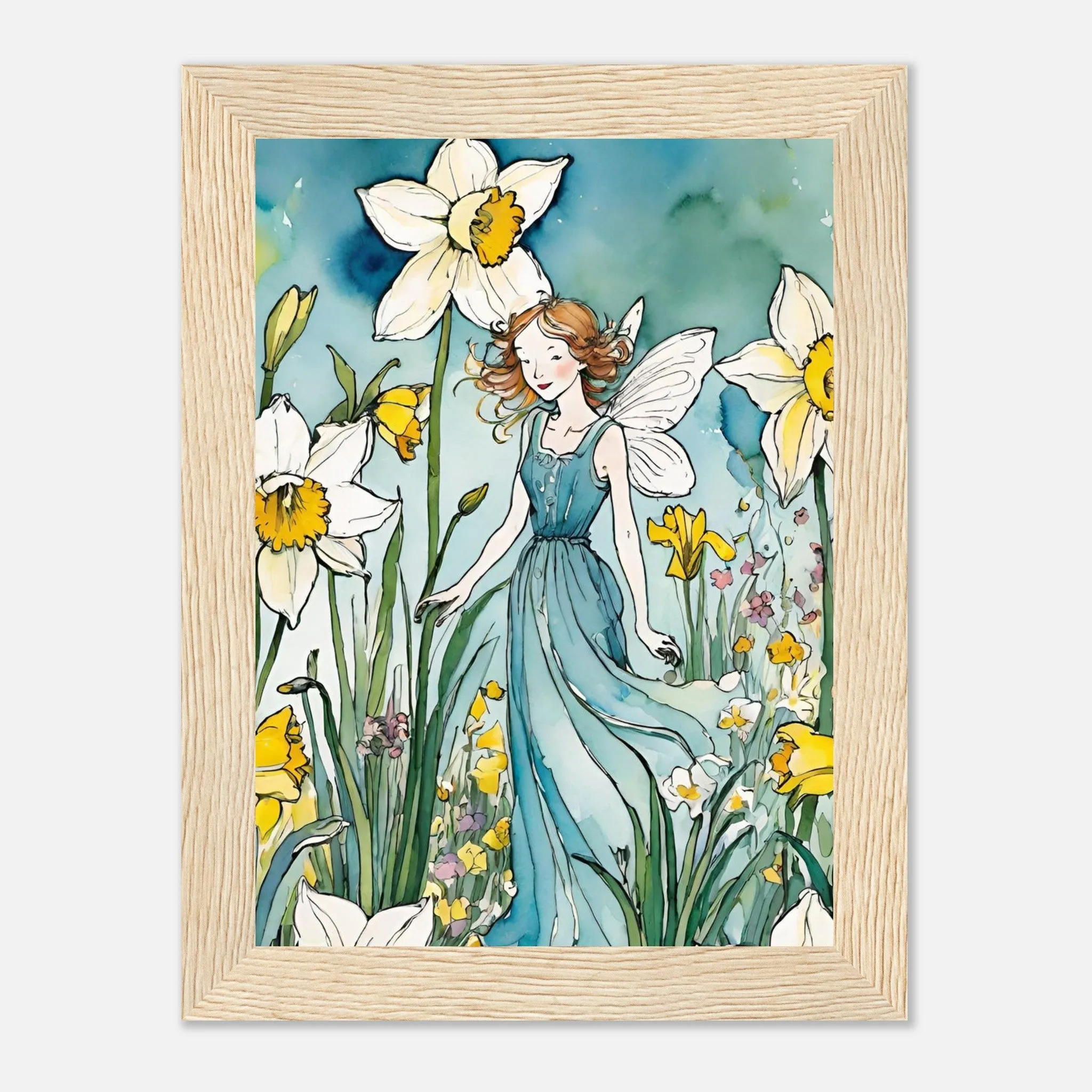 Vampire Art Fairy Garden Classic Semi-Glossy Paper Wooden Framed Poster - Daffodil