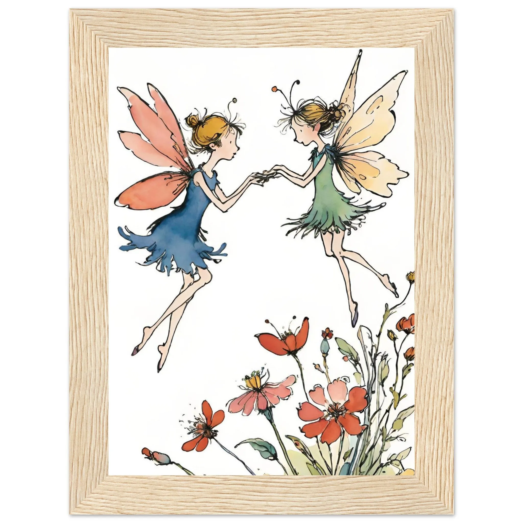 Vampire Art Fairy Garden Classic Semi-Glossy Paper Wooden Framed Poster - Fairy Friends