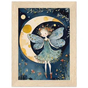 Vampire Art Fairy Garden Classic Semi-Glossy Paper Wooden Framed Poster - Moonlight Flight