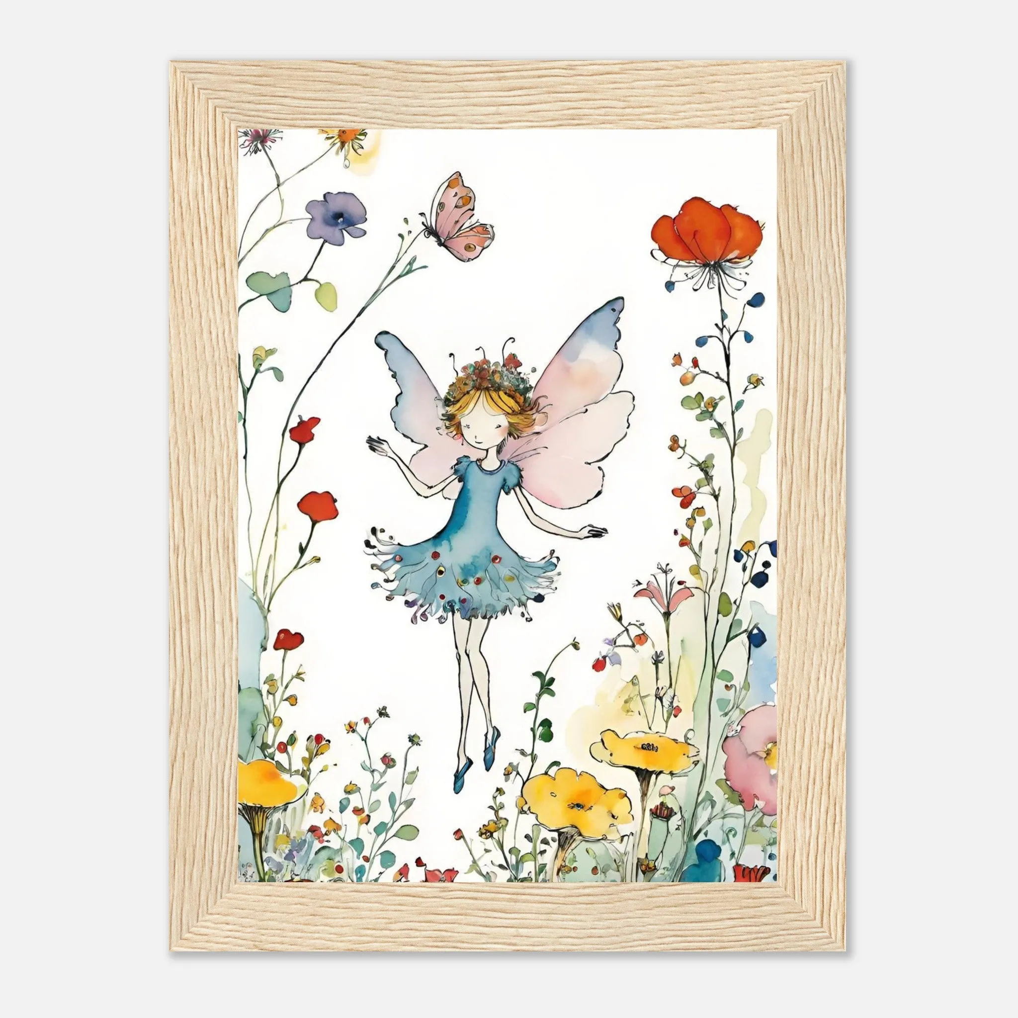 Vampire Art Fairy Garden Classic Semi-Glossy Paper Wooden Framed Poster - Pink Butterfly