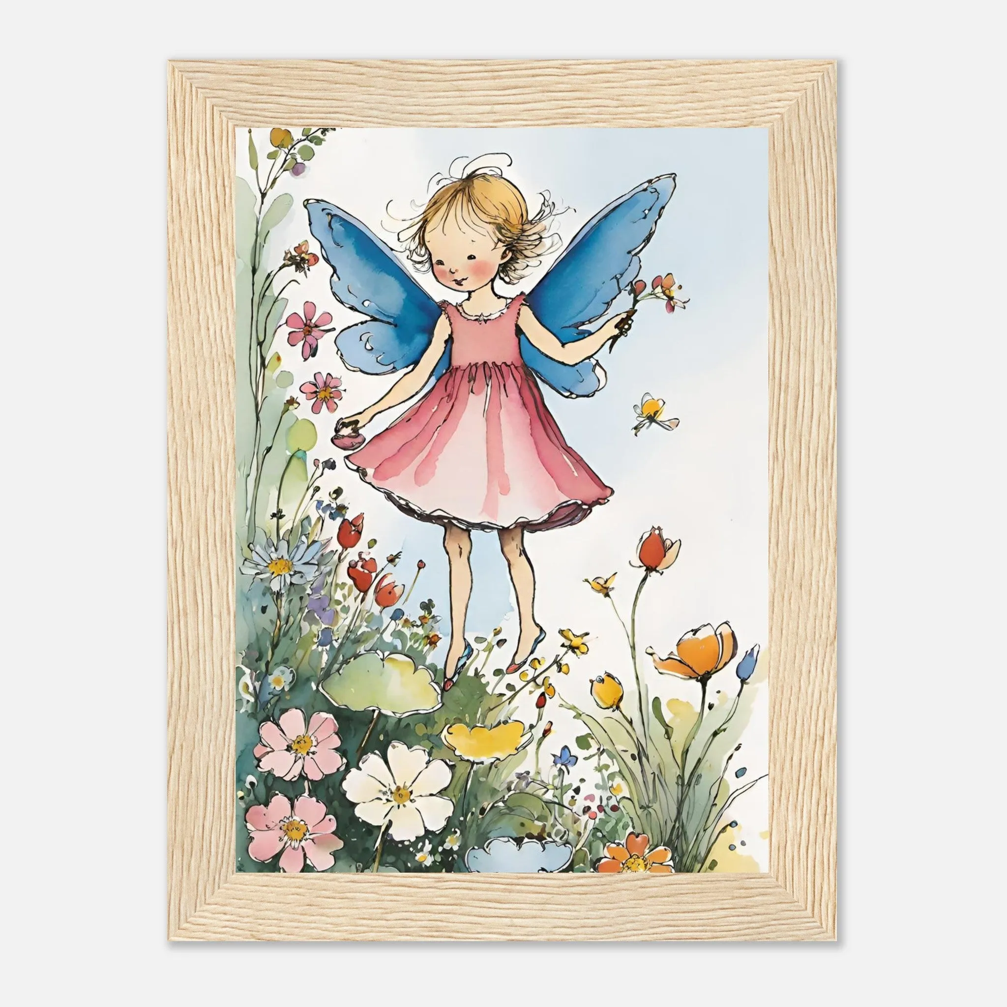 Vampire Art Fairy Garden Classic Semi-Glossy Paper Wooden Framed Poster - Pink Fairy