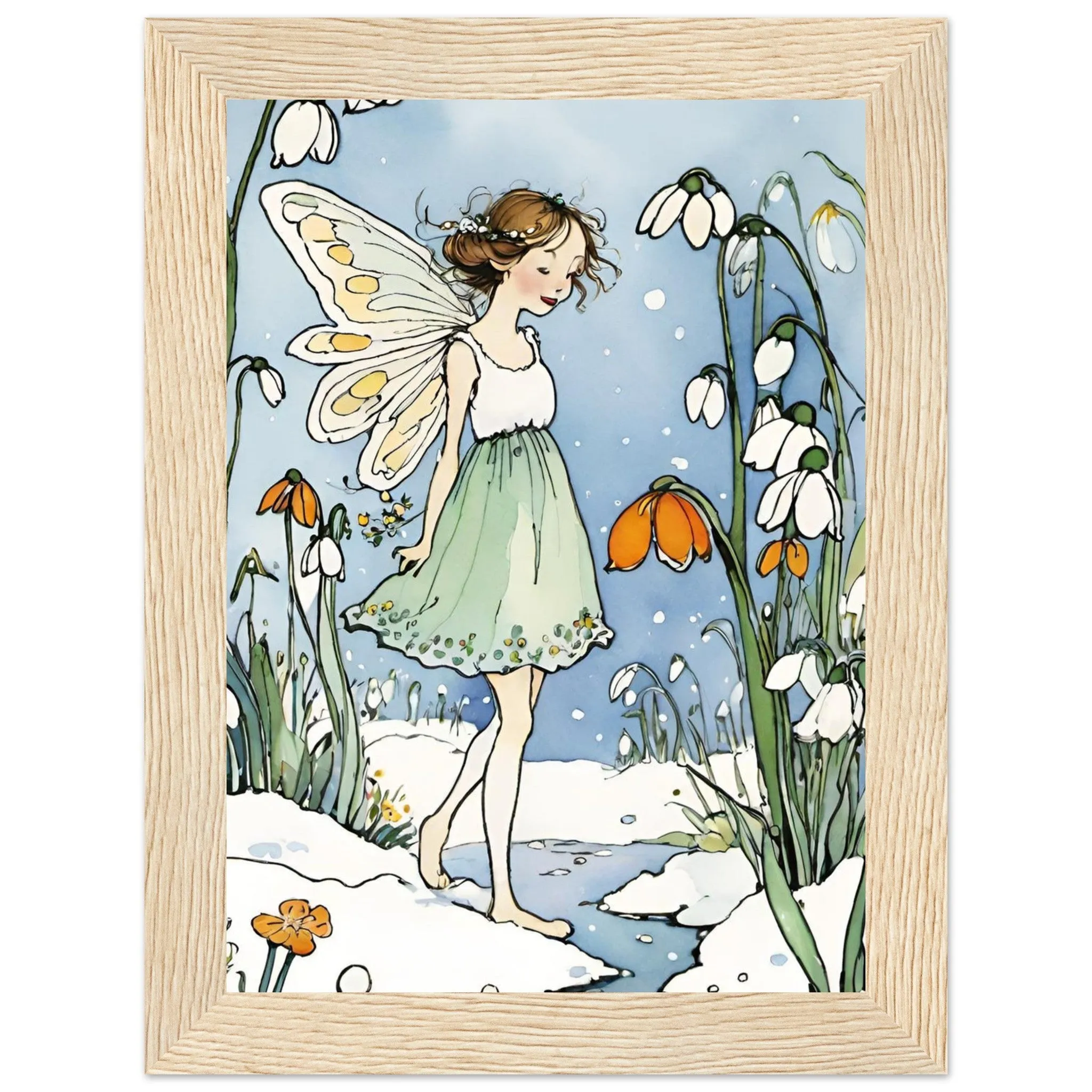 Vampire Art Fairy Garden Classic Semi-Glossy Paper Wooden Framed Poster - Snowdrop