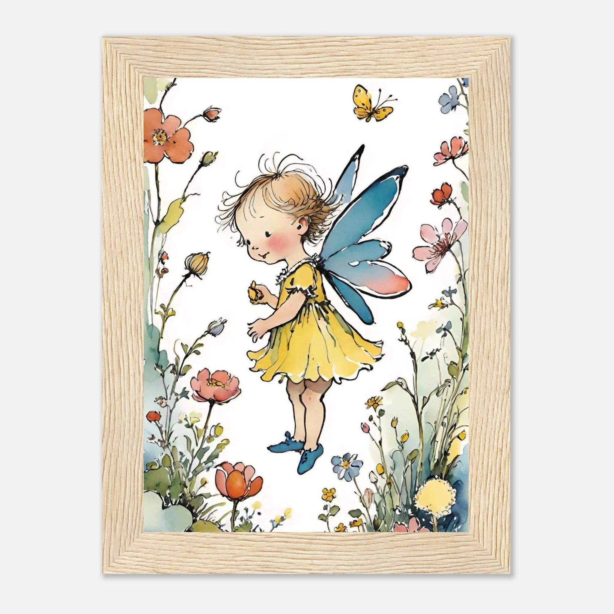 Vampire Art Fairy Garden Classic Semi-Glossy Paper Wooden Framed Poster - Yellow Fairy