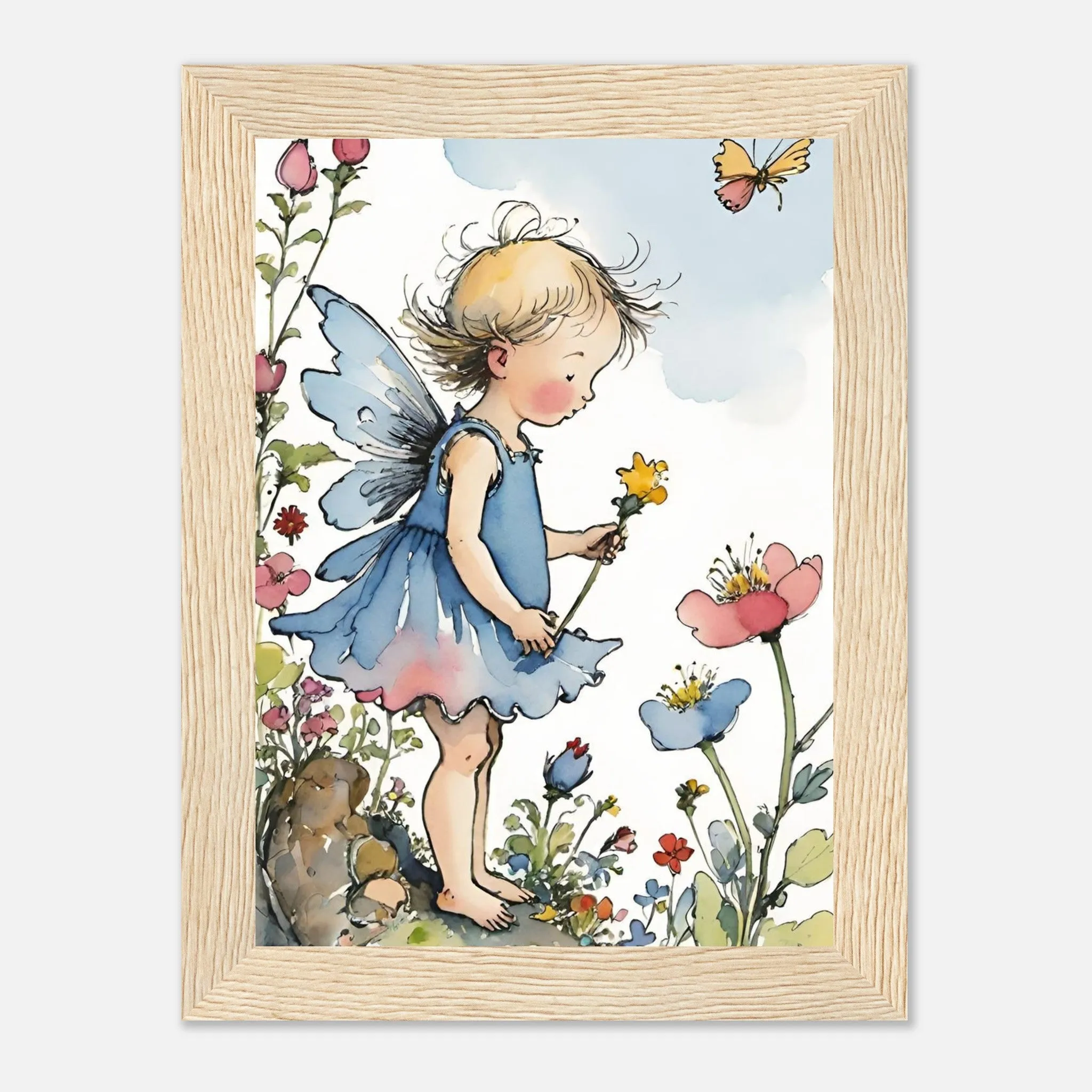 Vampire Art Fairy Garden Classic Semi-Glossy Paper Wooden Framed Poster - Yellow Flower