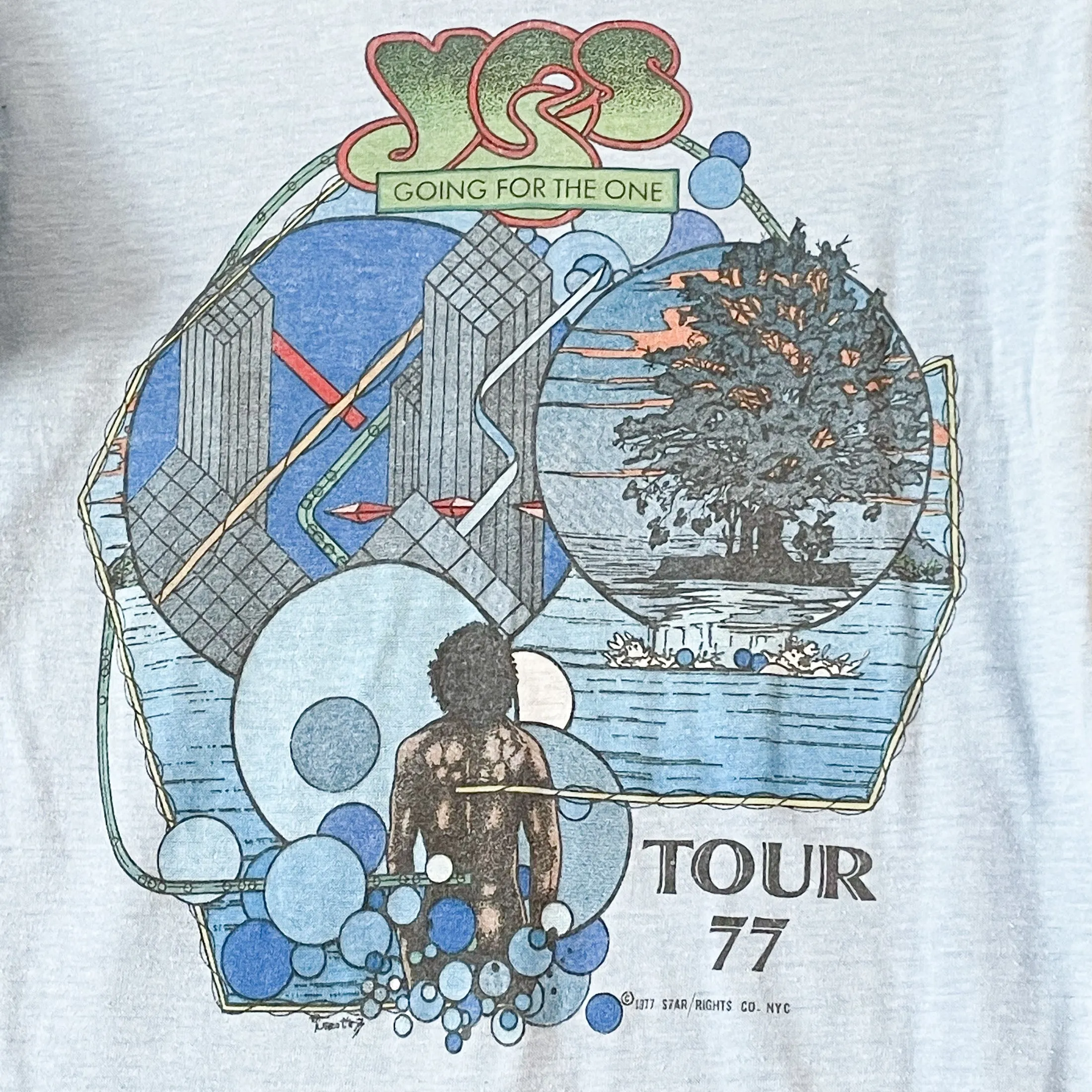 Vintage 1977 YES Going For The One Tour Tee Shirt M