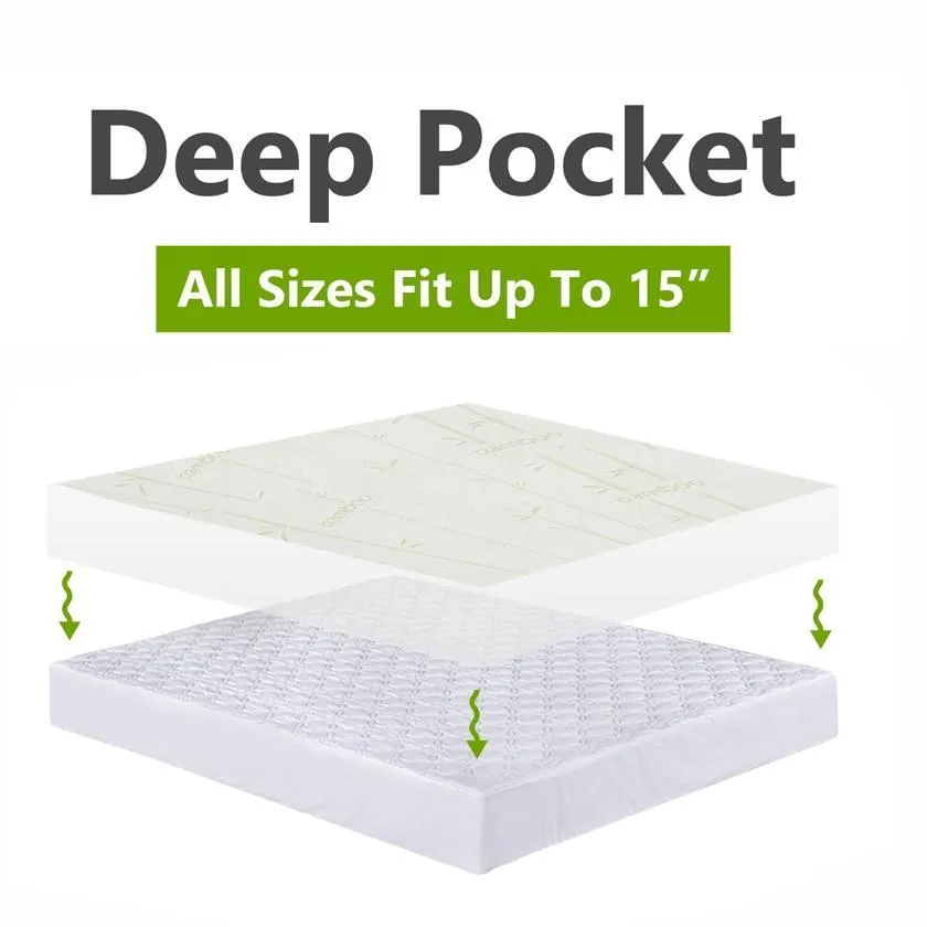 Waterproof Antibacterial Hypoallergenic Bamboo Mattress Protector