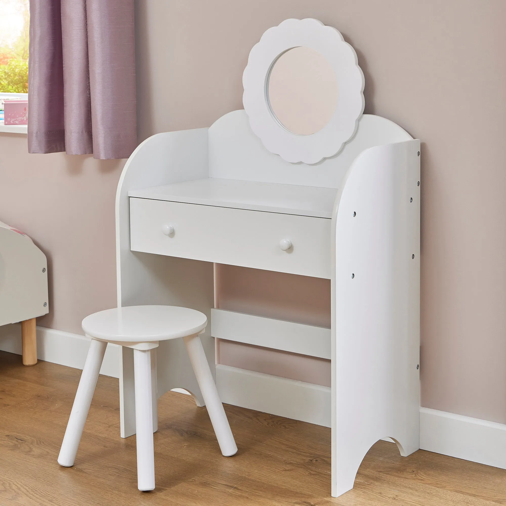 White Dressing Table and Stool Set