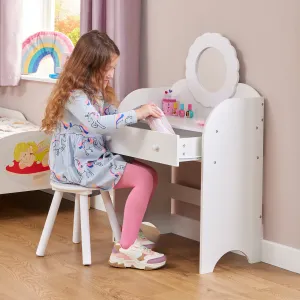 White Dressing Table and Stool Set