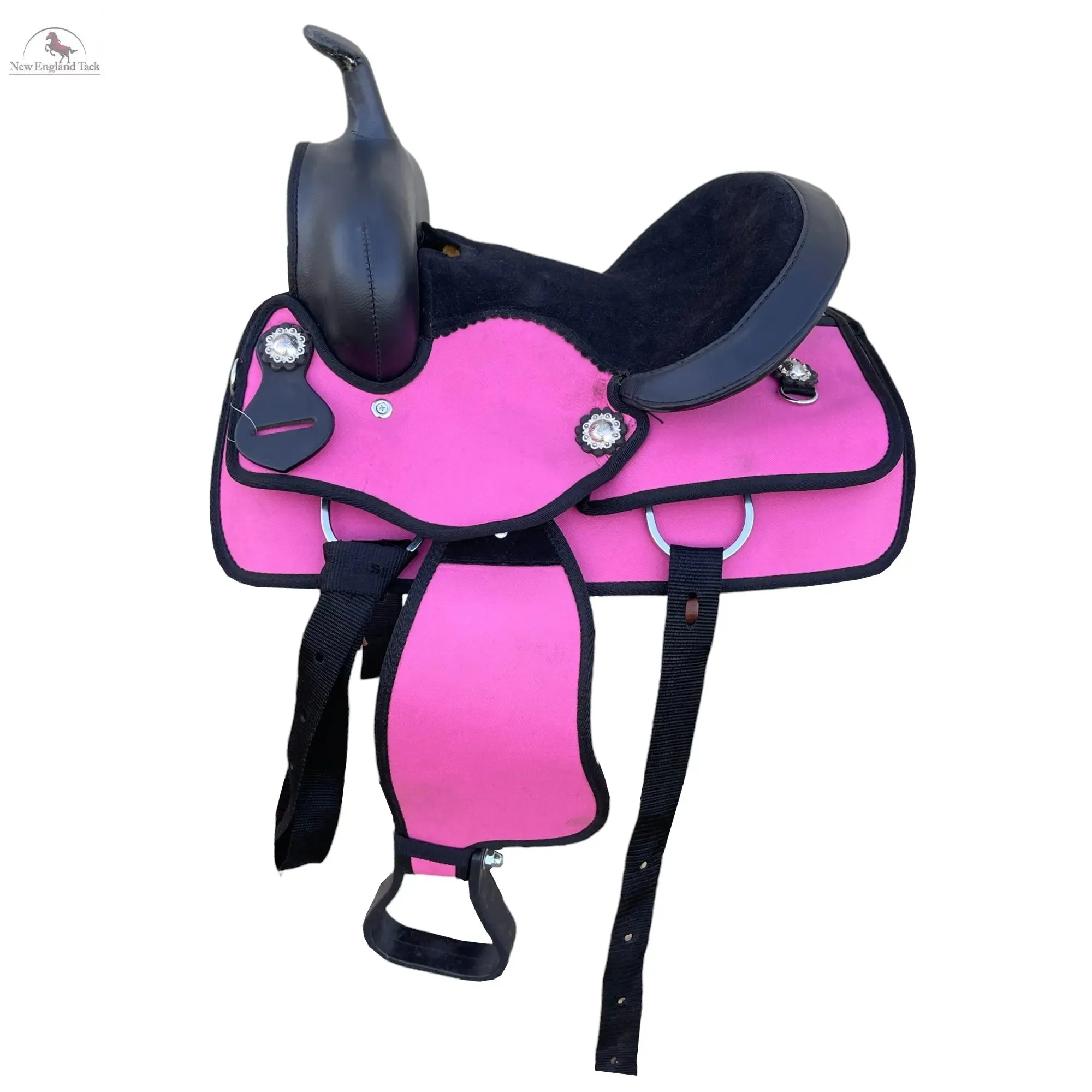 Youth Western New Generation Horse Synthetic Saddle - 10" 12" 13"- Blue/Black/Light Brown/Pink Color Saddle